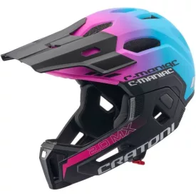   CRATONI C-Maniac 2.0 MX Pink/Kék Matt L/XL-es – Enduro / Fullface MTB bukósisak levehető állvédővel
