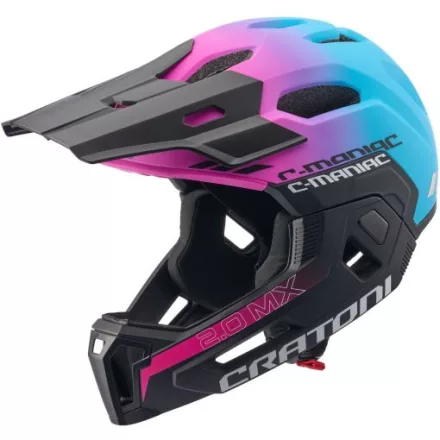 CRATONI C-Maniac 2.0 MX Pink/Kék Matt L/XL-es – Enduro / Fullface MTB bukósisak levehető állvédővel