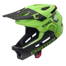   CRATONI MadCat MIPS Junior Full Face sisak S/M (49–56 cm) – Lime/Feketematt lecsatolható állvédős full face