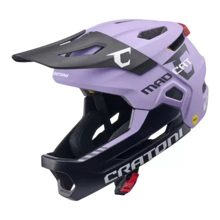 CRATONI MadCat MIPS Junior Full Face sisak S/M (49–56 cm) – Lila/Fekete matt lecsatolható állvédős full face