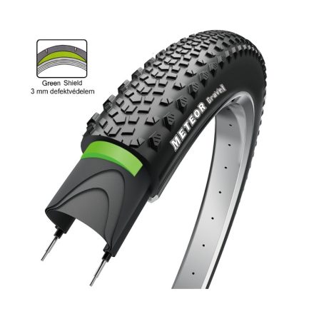 700x40C (42-622) OBOR Meteor Gravel Green Shield drótperemes gumiköpeny 860g