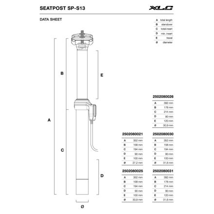 27,2/390/120 mm 50-125 kg SP-S13 Nyeregcső rugós/dropper korm.vez.