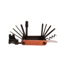 NG Sports Outdoor Multitool 18 funkciós, barna/réz szép retro stílusú fa nyelű marok szerszámkészlet