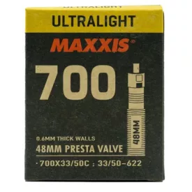   Belső Maxxis 700X33/50C ULTRALIGHT Presta szelepes 48mm 100g