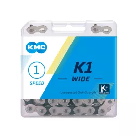 Lánc KMC 01 seb. K1-W 1/2x1/8 112L ezüst/fekete BMX