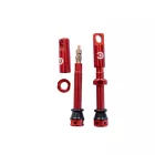 44mm FV Presta Tubeless szelep párban Inserthez is Piros, Alu szelepsapkával