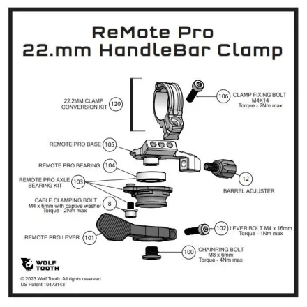 WOLF TOOTH pótalkatrész a REMOTE PRO Clamp 22.2 átalakító készlethez